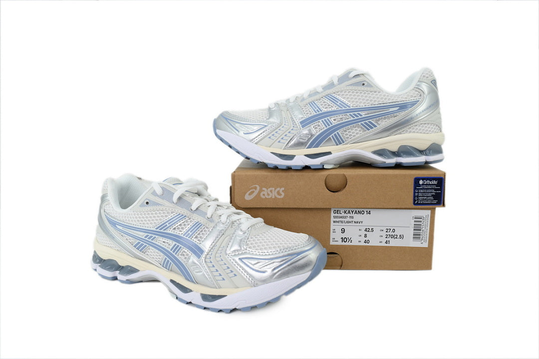 ASICS GEL-KAYANO 14 White Light Navy Women's Men's Y2K Retro Sneakers | 1203A537-115