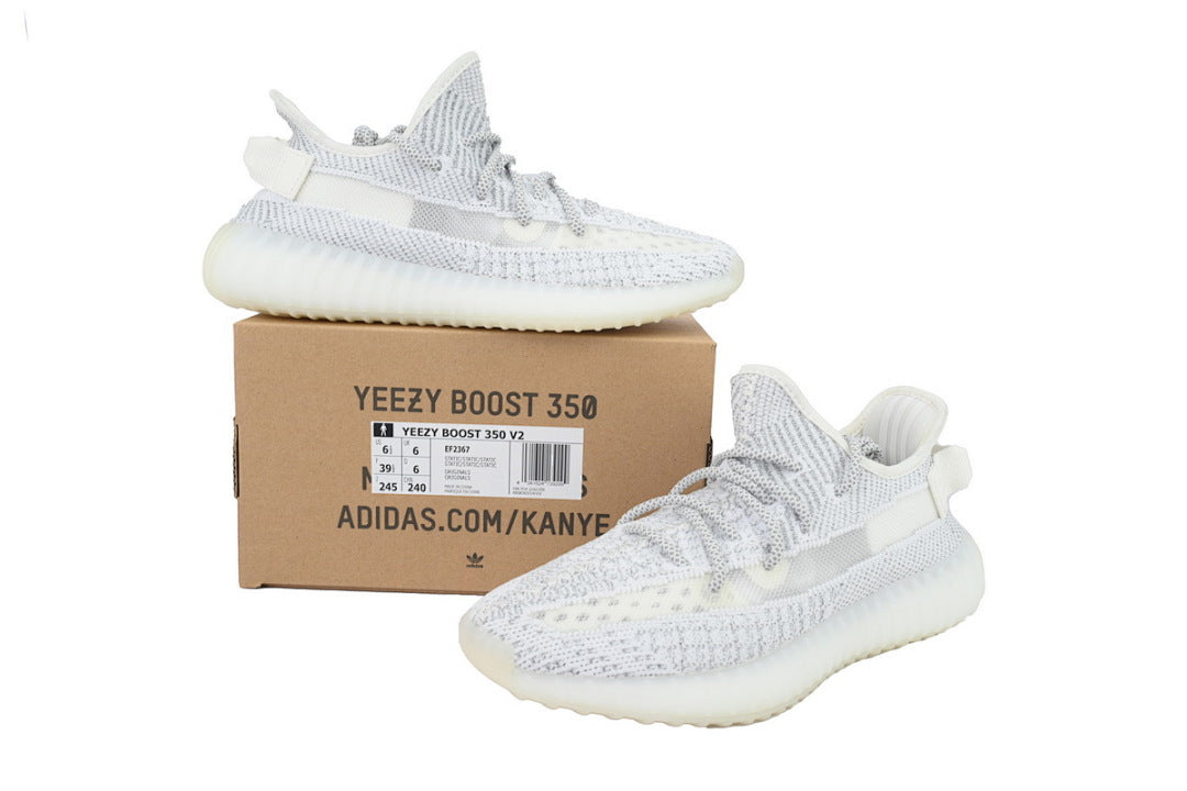 adidas Yeezy Boost 350 V2 Static Reflective EF2367 | Women's Men's White Grey Sneakers
