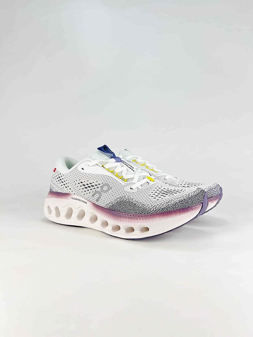 On White Black Purple Low Top Lifestyle Sneakers