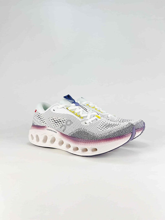 On White Black Purple Low Top Lifestyle Sneakers