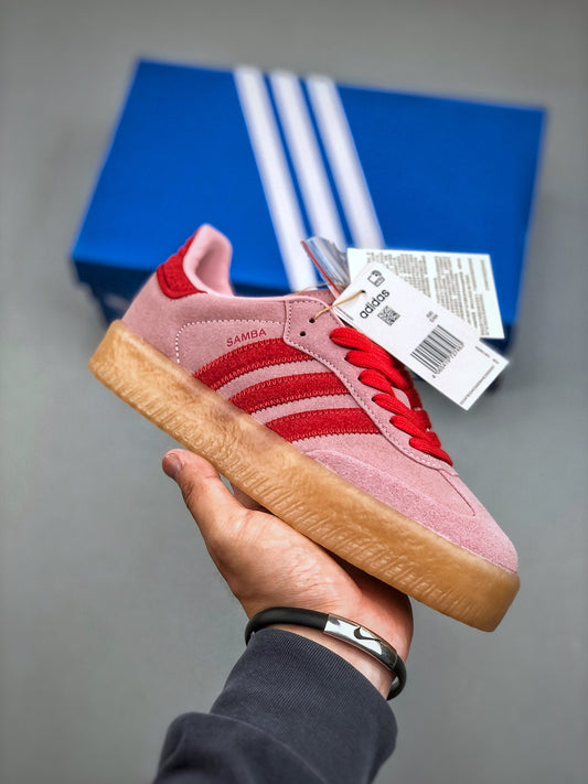 Adidas Originals Sambae Pink Red Gum Platform Retro Low Top Sneakers JS4500