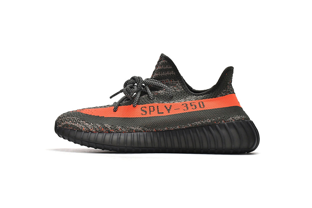 adidas Yeezy Boost 350 V2 Green Grey HQ7045 Women's Men's Orange Stripe Sneakers