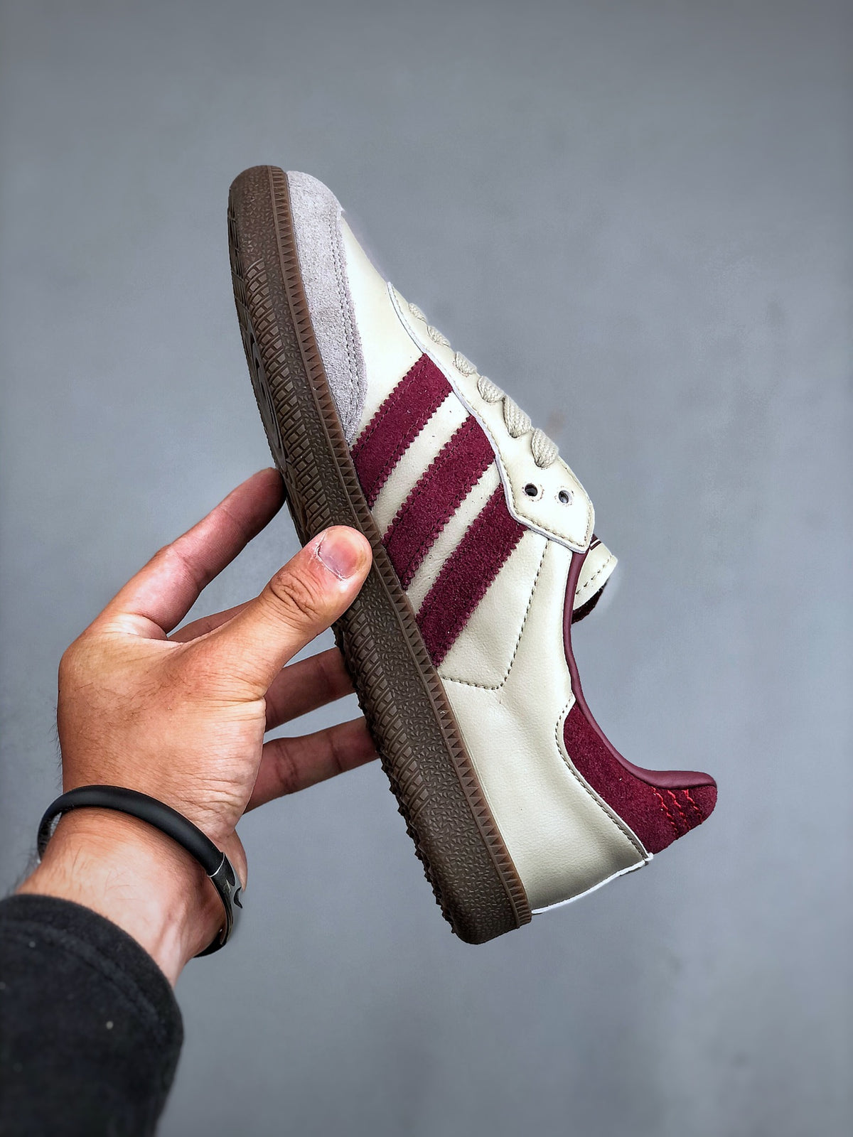 Adidas Originals Samba OG Cream Burgundy Retro Low Top Sneakers ID1482