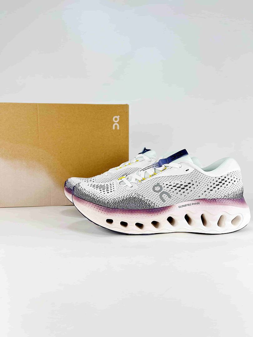 On White Black Purple Low Top Lifestyle Sneakers