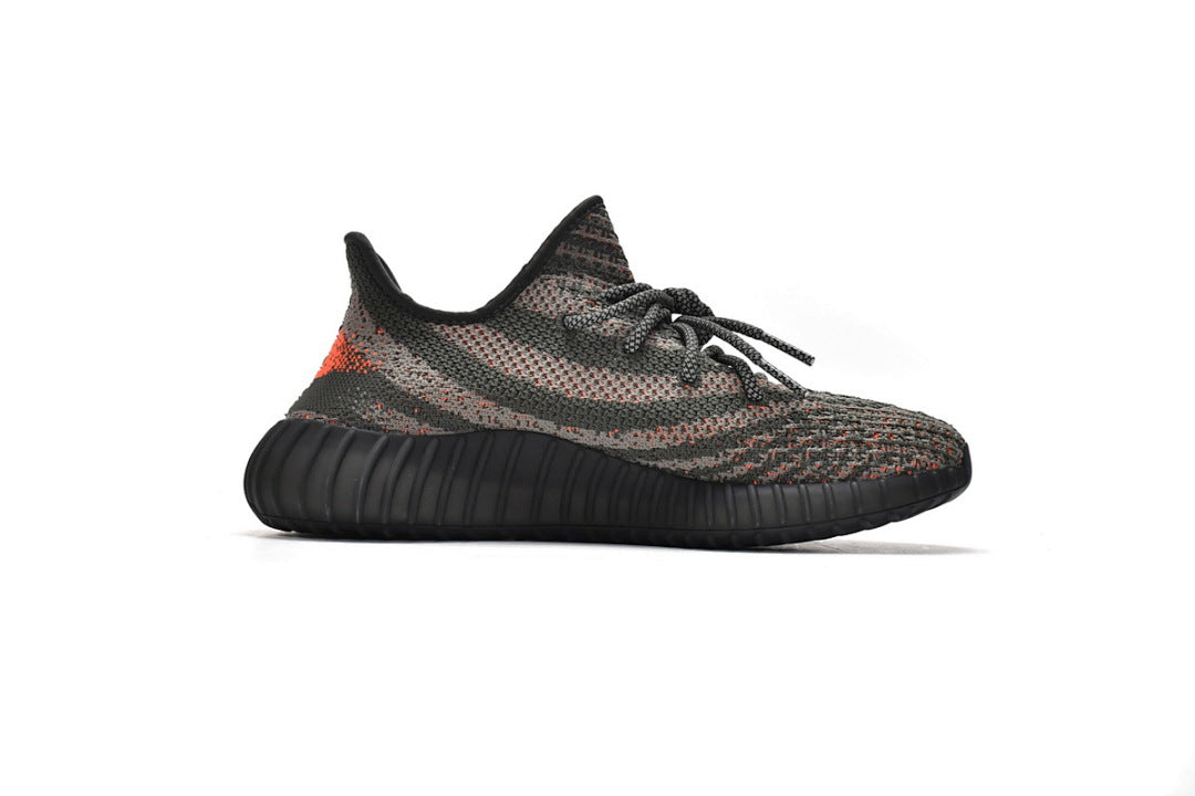 adidas Yeezy Boost 350 V2 Green Grey HQ7045 Women's Men's Orange Stripe Sneakers