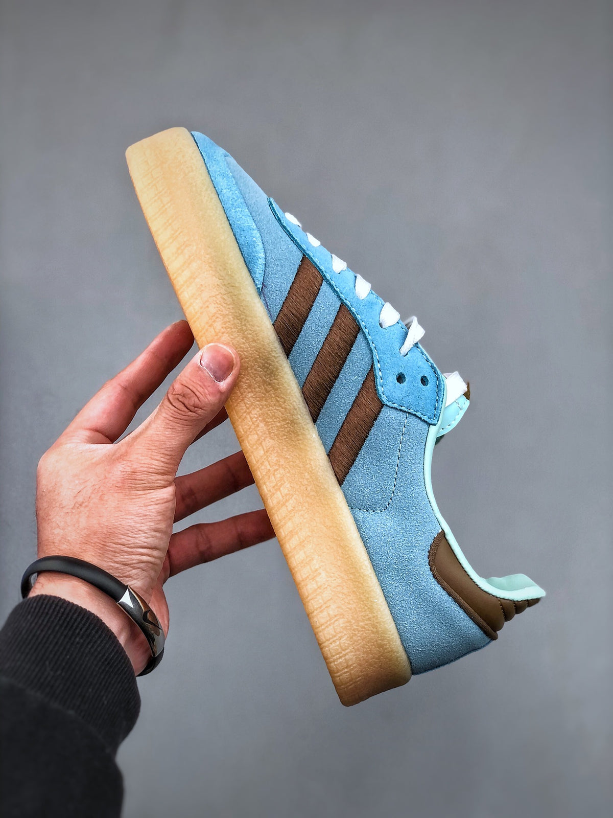 Adidas Originals Sambae Valentines Day Light Blue Brown Gum Platform Sneakers JH8835