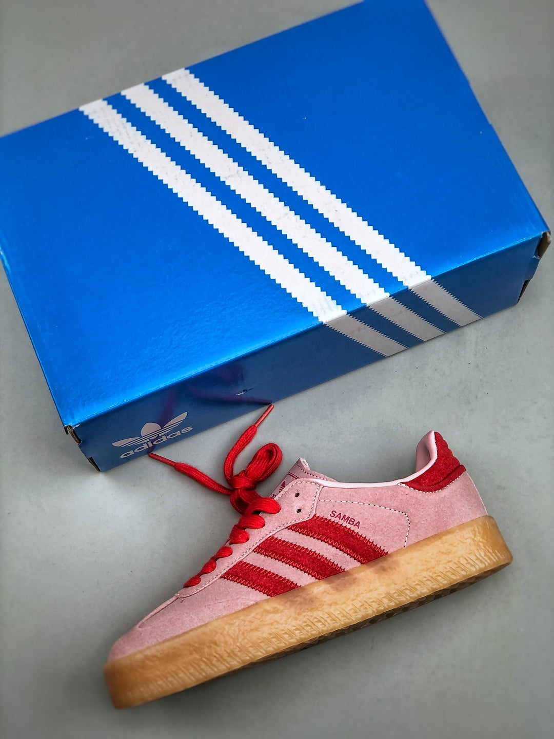 Adidas Originals Sambae Pink Red Gum Platform Retro Low Top Sneakers JS4500