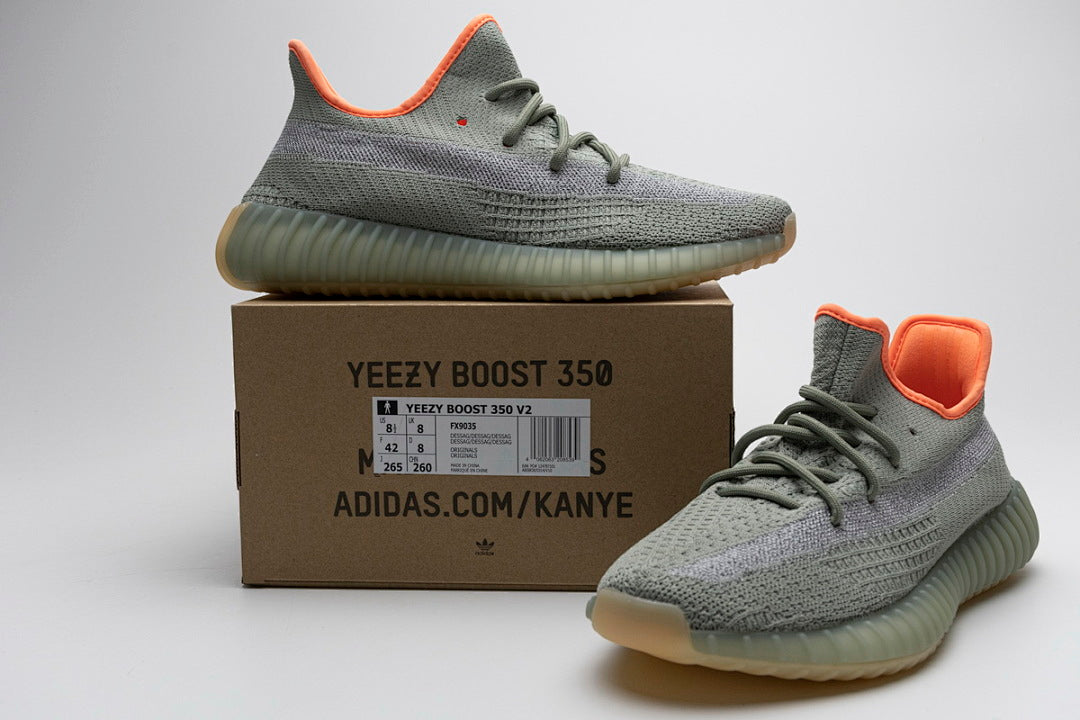 adidas Yeezy Boost 350 V2 Desert Sage FX9035 Women's Men's Sage Green Orange Sneakers
