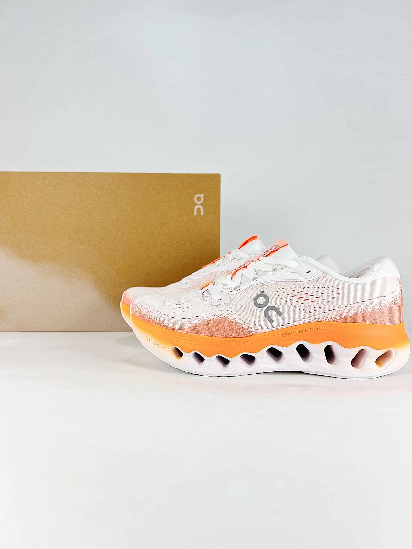 On Cloudtilt White Bright Orange Chunky Low Top Casual Sneakers