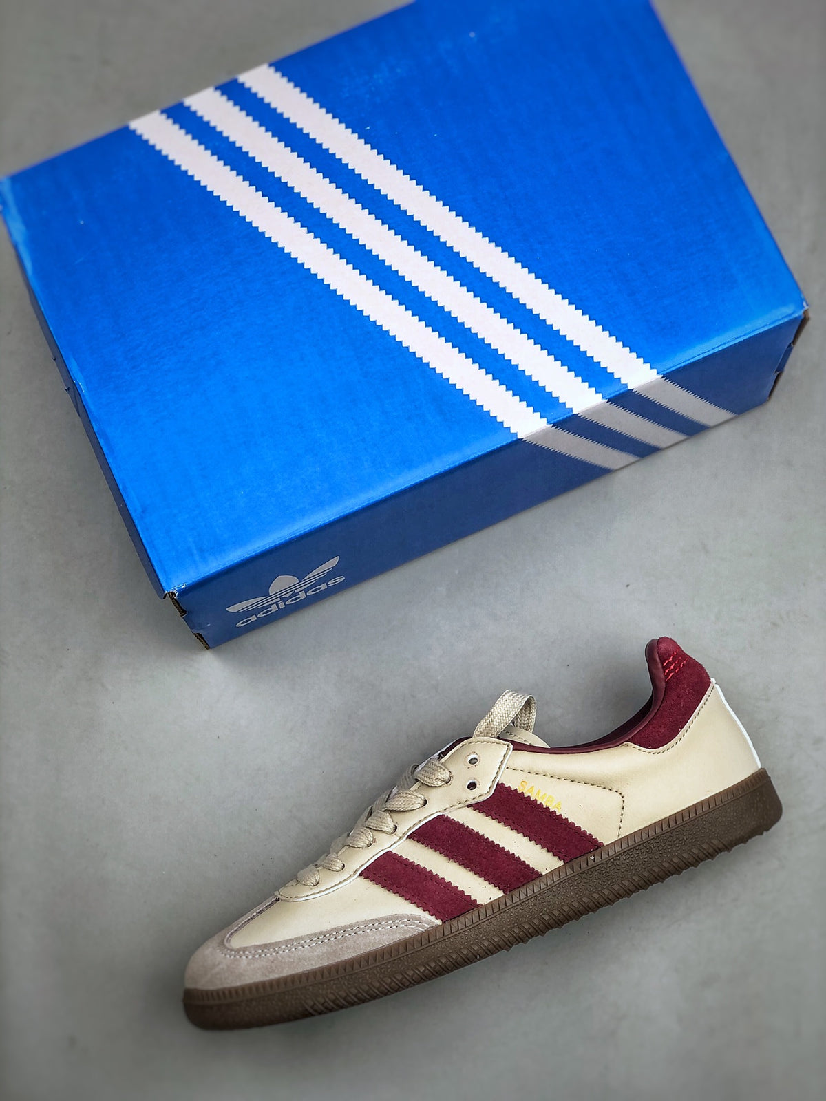 Adidas Originals Samba OG Cream Burgundy Retro Low Top Sneakers ID1482