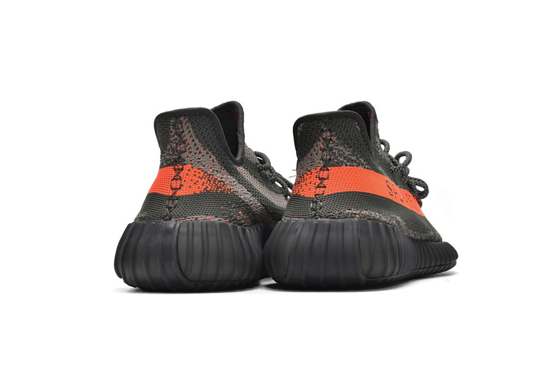 adidas Yeezy Boost 350 V2 Green Grey HQ7045 Women's Men's Orange Stripe Sneakers