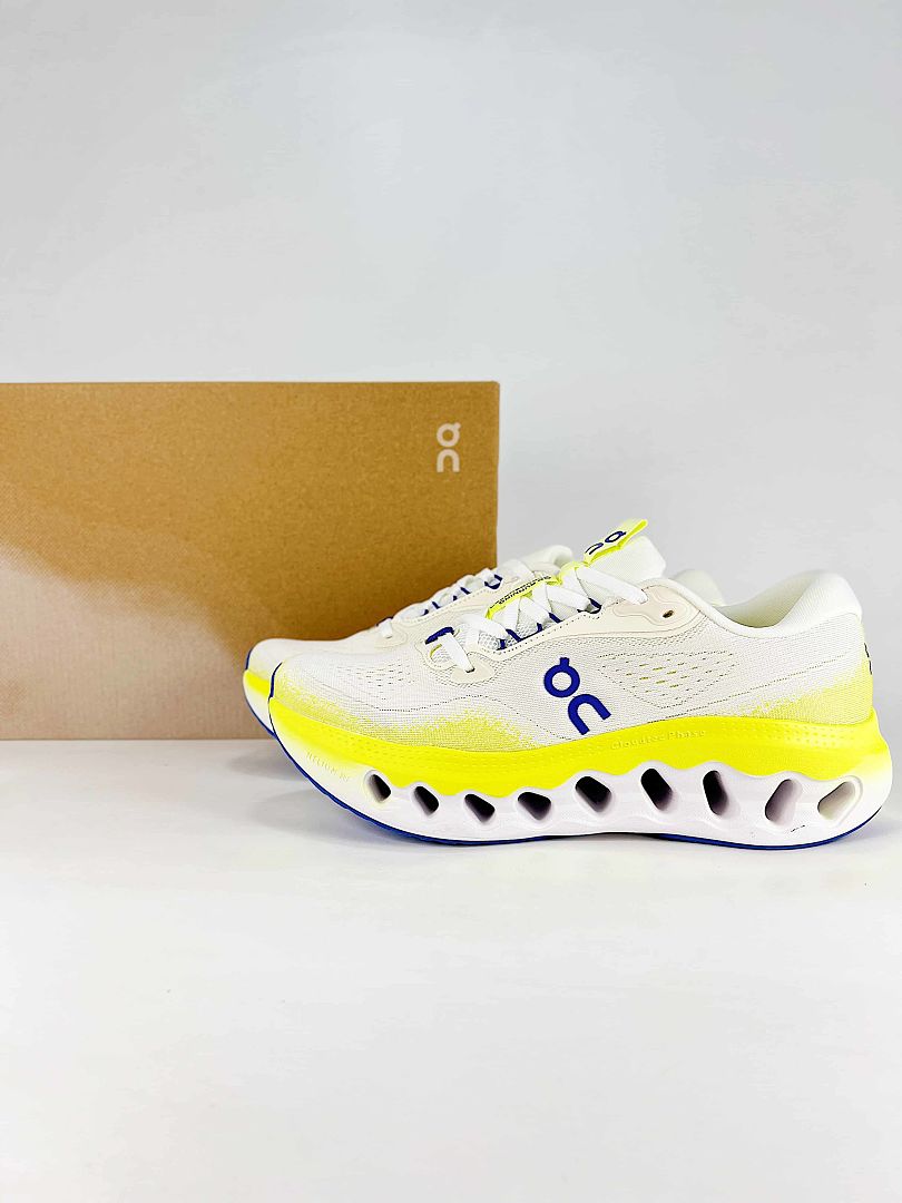 On Cloudsurfer White Neon Yellow Blue Running Style Sneakers