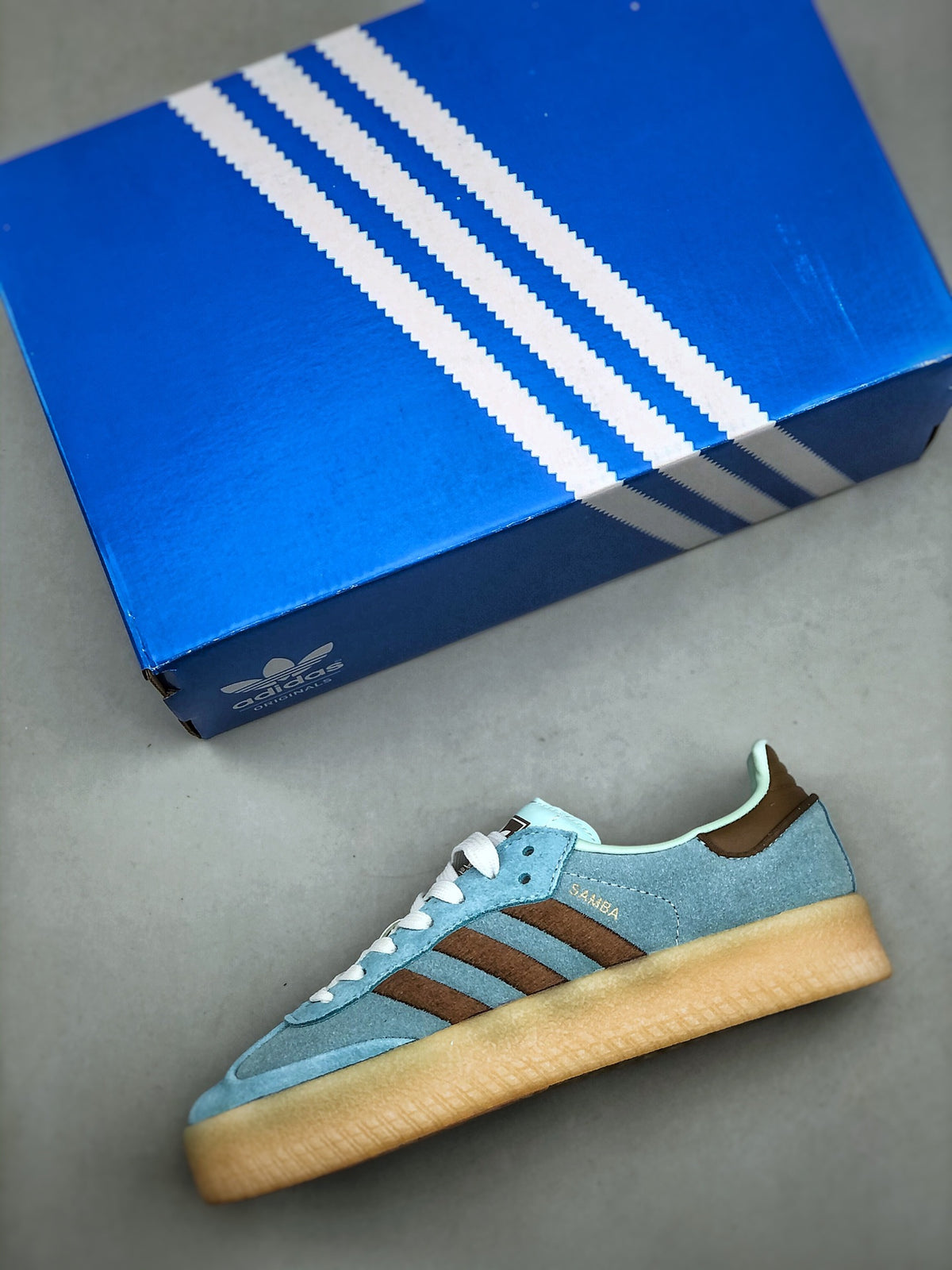 Adidas Originals Sambae Valentines Day Light Blue Brown Gum Platform Sneakers JH8835