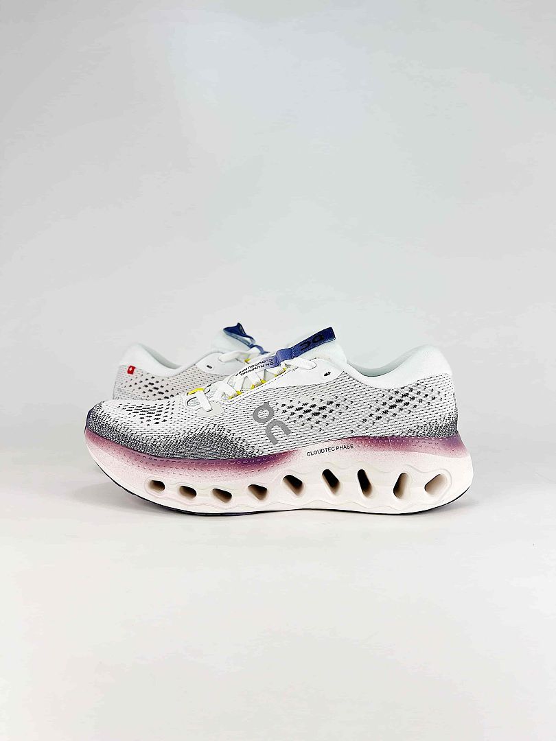 On White Black Purple Low Top Lifestyle Sneakers