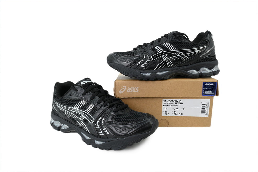 ASICS GEL-KAYANO 14 Black Pure Silver 1201A019-006 | Women's Men's Retro Sneakers