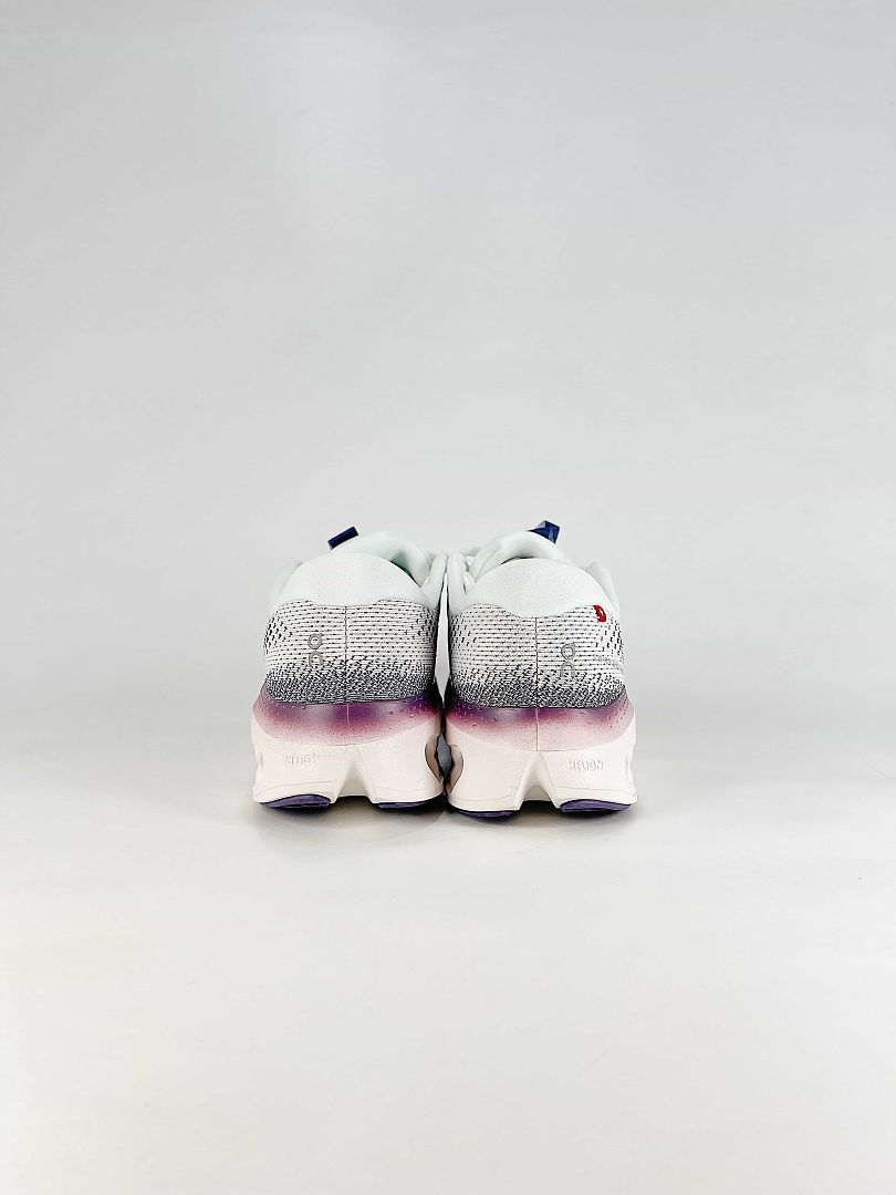 On White Black Purple Low Top Lifestyle Sneakers