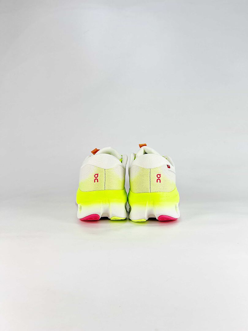 On White Neon Yellow Pink Low Top Sneakers