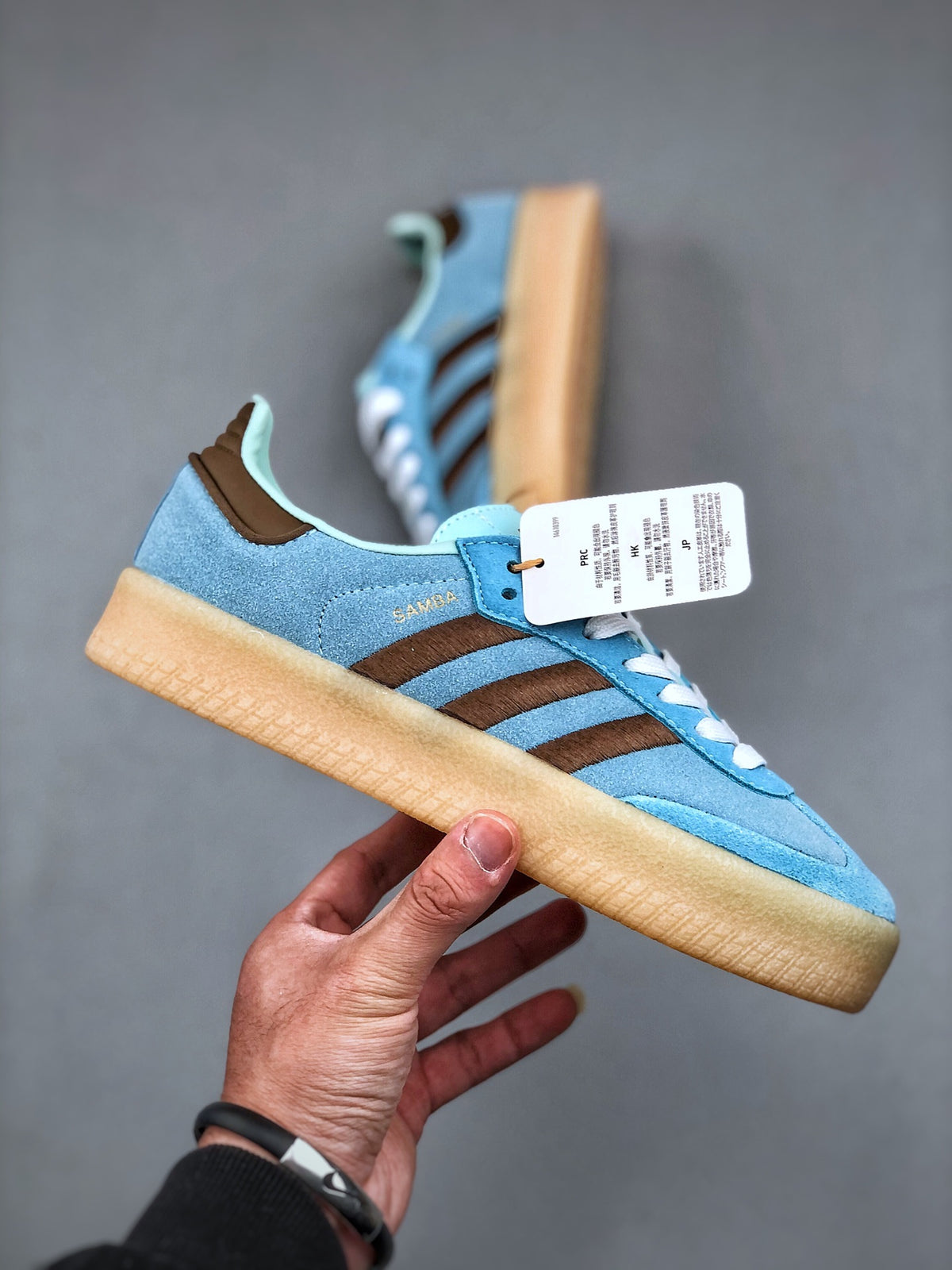 Adidas Originals Sambae Valentines Day Light Blue Brown Gum Platform Sneakers JH8835