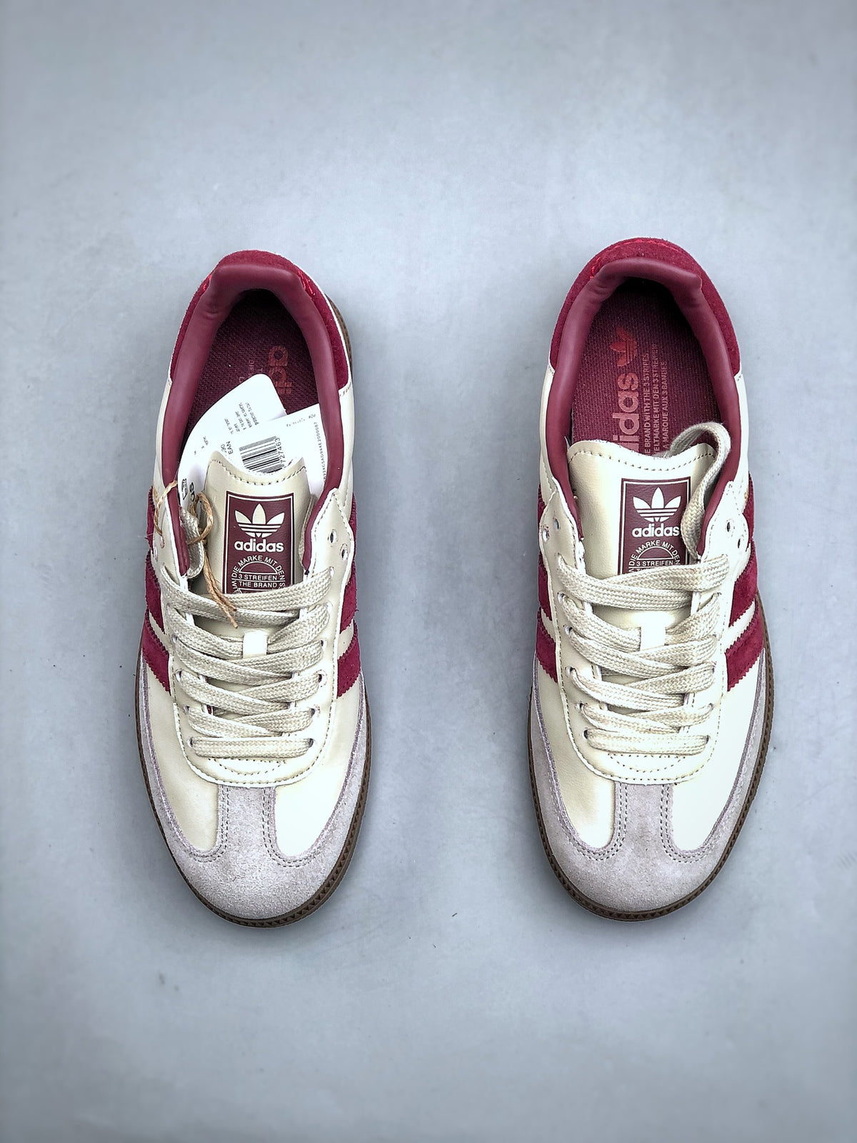 Adidas Originals Samba OG Cream Burgundy Retro Low Top Sneakers ID1482