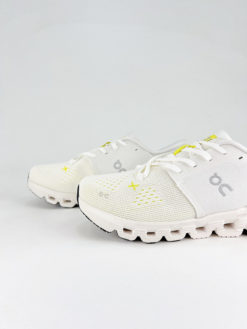 On Cloud X 4 White & Neon Yellow Sneakers | Women's & Men's Style | 3ME30043072