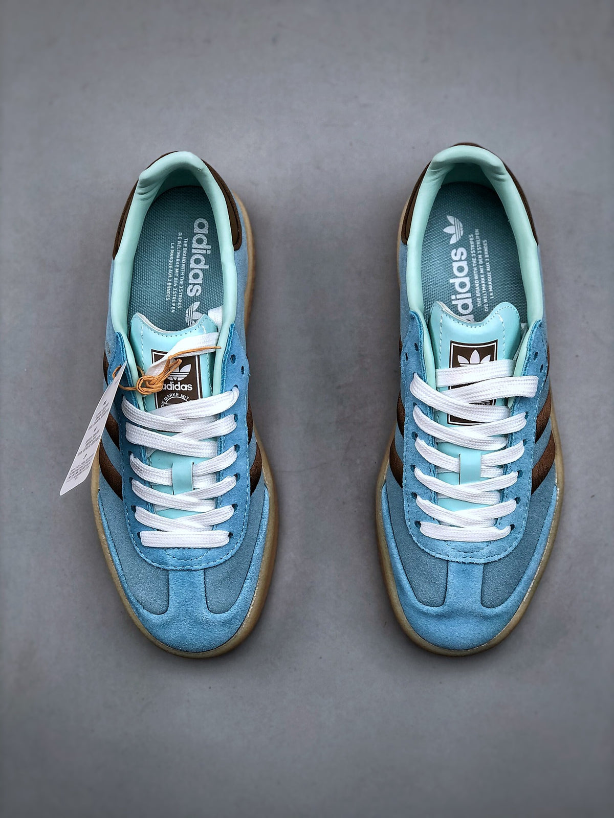 Adidas Originals Sambae Valentines Day Light Blue Brown Gum Platform Sneakers JH8835