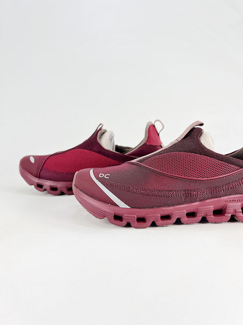 On Cloud Burgundy Slip On Sneakers Women Men Casual Shoes