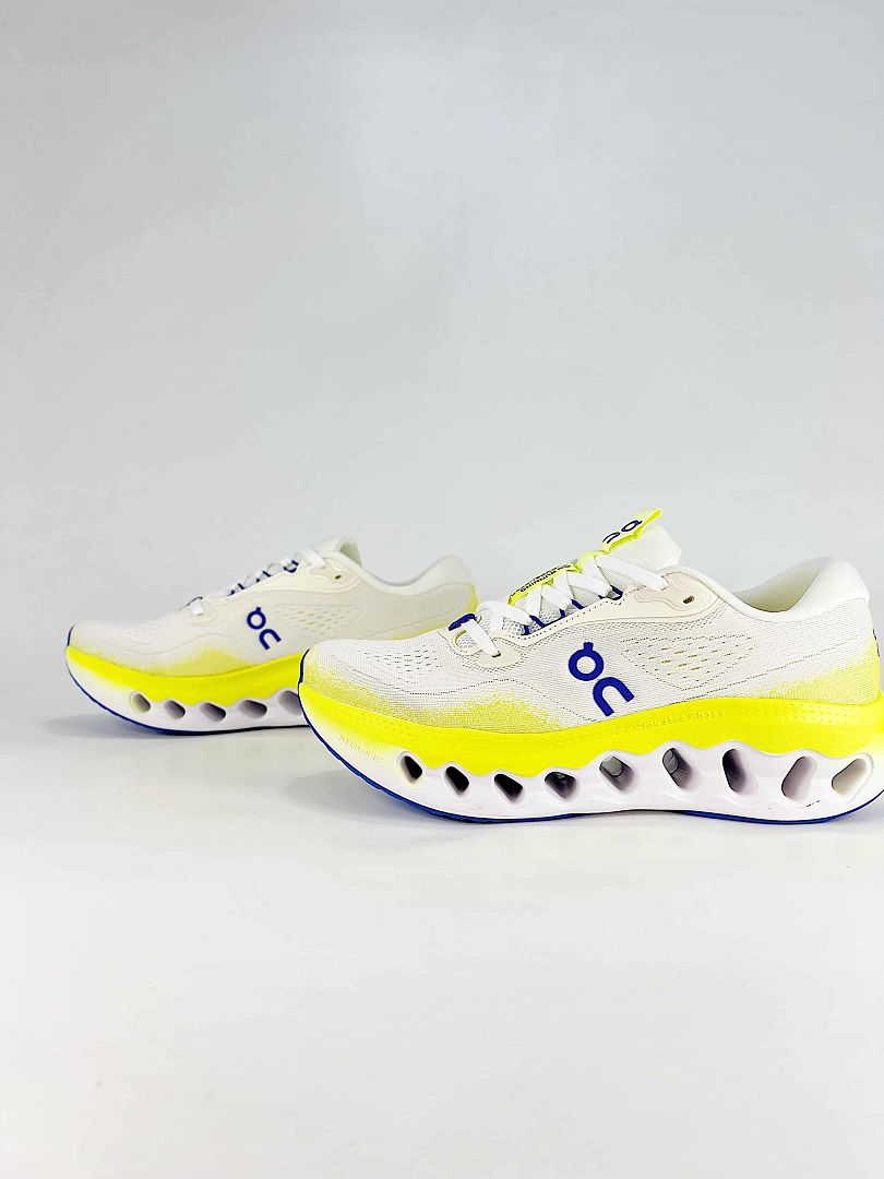 On Cloudsurfer White Neon Yellow Blue Running Style Sneakers