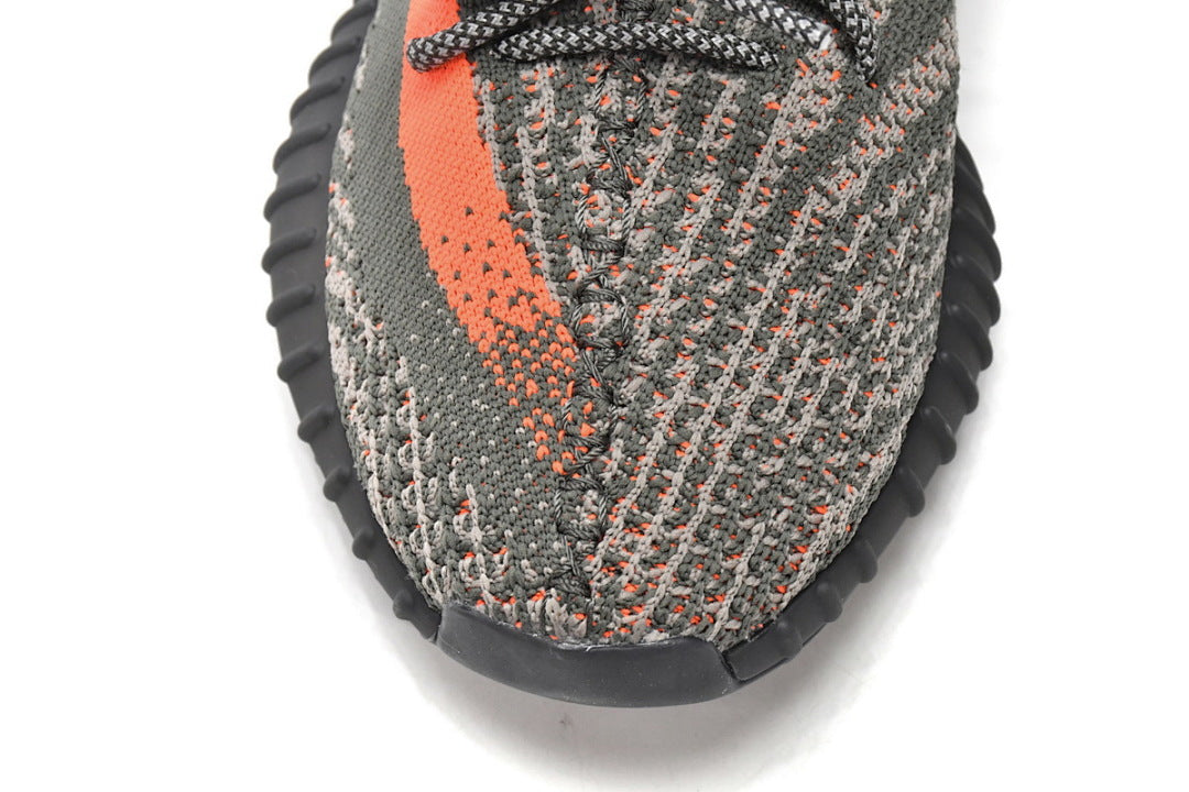 adidas Yeezy Boost 350 V2 Green Grey HQ7045 Women's Men's Orange Stripe Sneakers