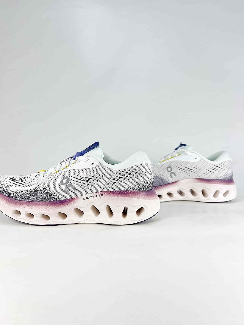 On White Black Purple Low Top Lifestyle Sneakers