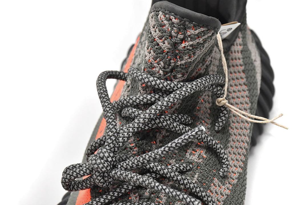 adidas Yeezy Boost 350 V2 Green Grey HQ7045 Women's Men's Orange Stripe Sneakers