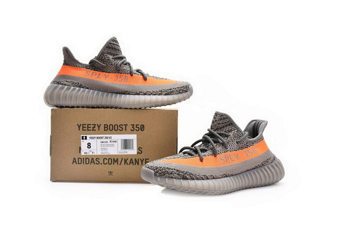 adidas Yeezy Boost 350 V2 Beluga Reflective GW1229 Women's Men's Grey Orange Sneakers