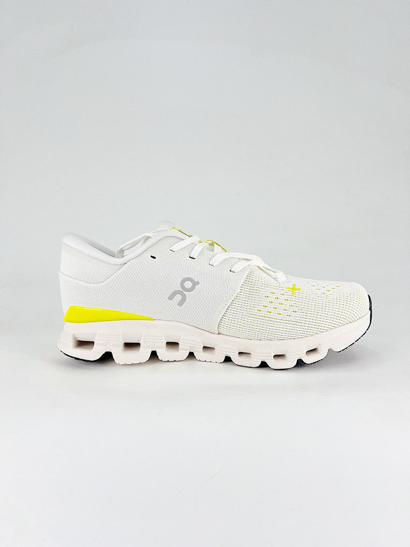 On Cloud X 4 White & Neon Yellow Sneakers | Women's & Men's Style | 3ME30043072