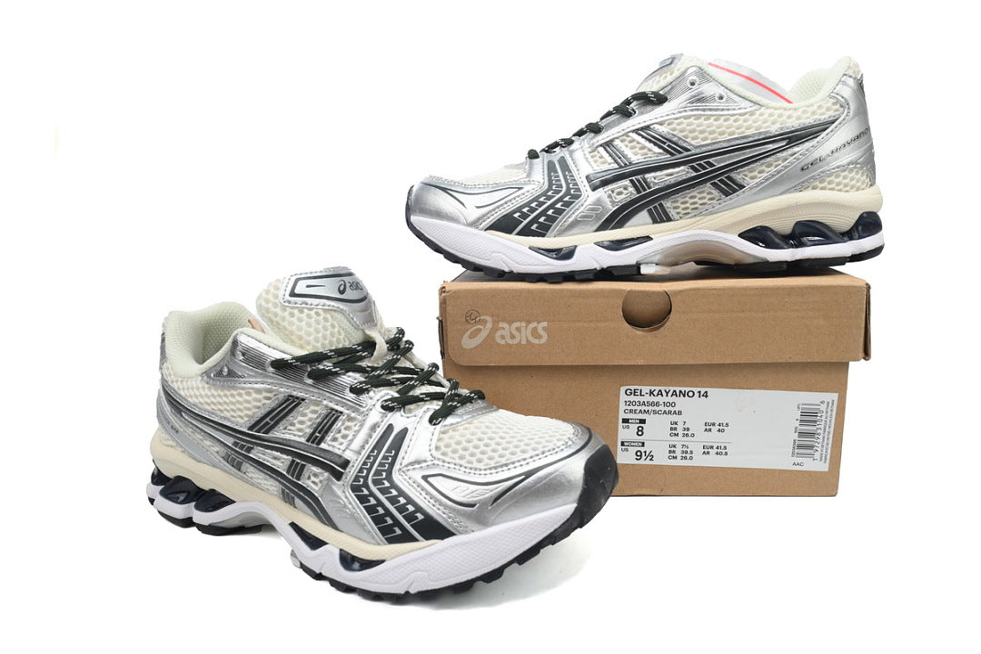Kith x ASICS GEL-KAYANO 14 Cream Scarab 1203A566-100 | Women's Men's Y2K Retro Sneakers