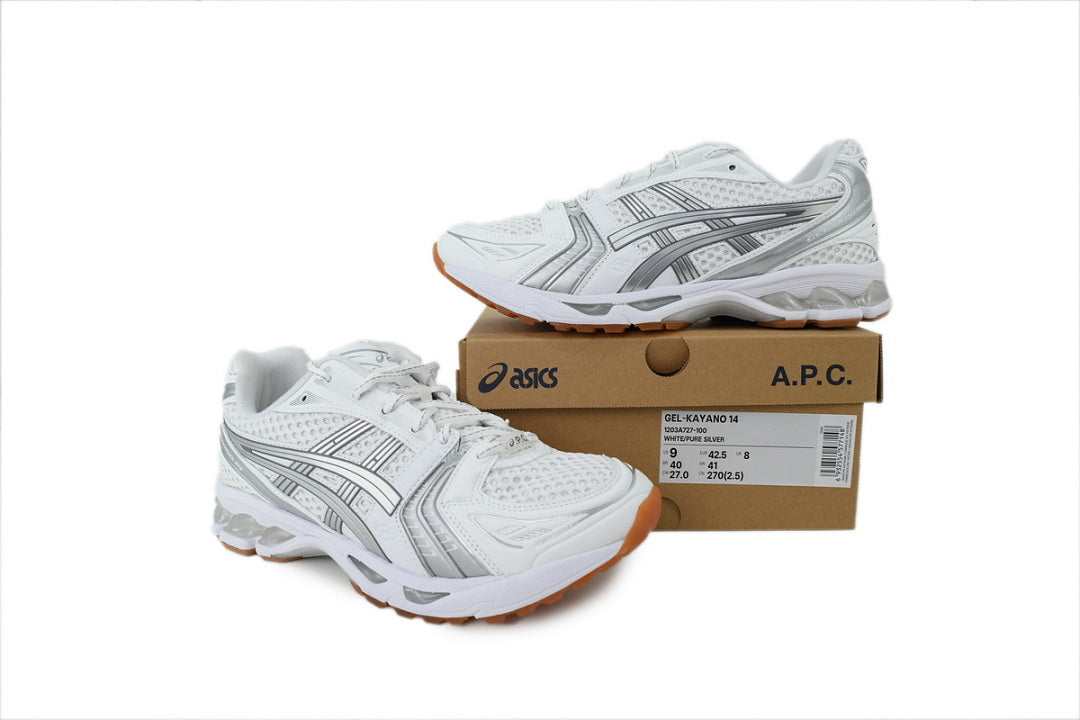 A.P.C. x ASICS GEL-KAYANO 14 White Pure Silver Women's Men's Retro Sneakers | 1203A727-100