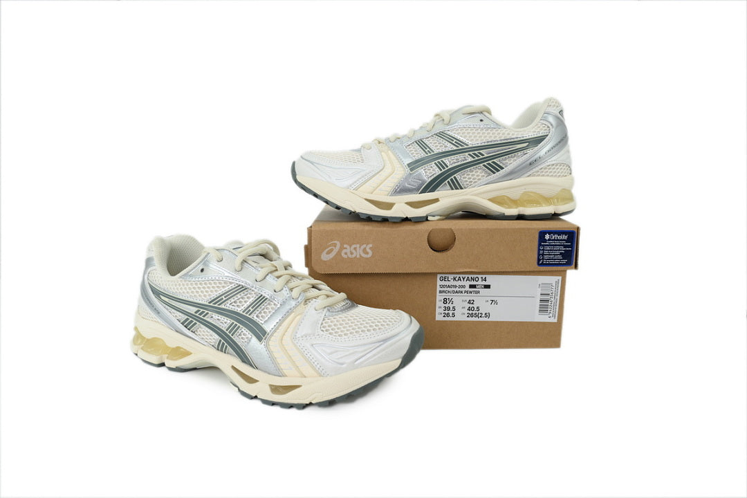 ASICS GEL-KAYANO 14 Birch Dark Pewter Women's Men's Y2K Retro Sneakers | 1201A019-200